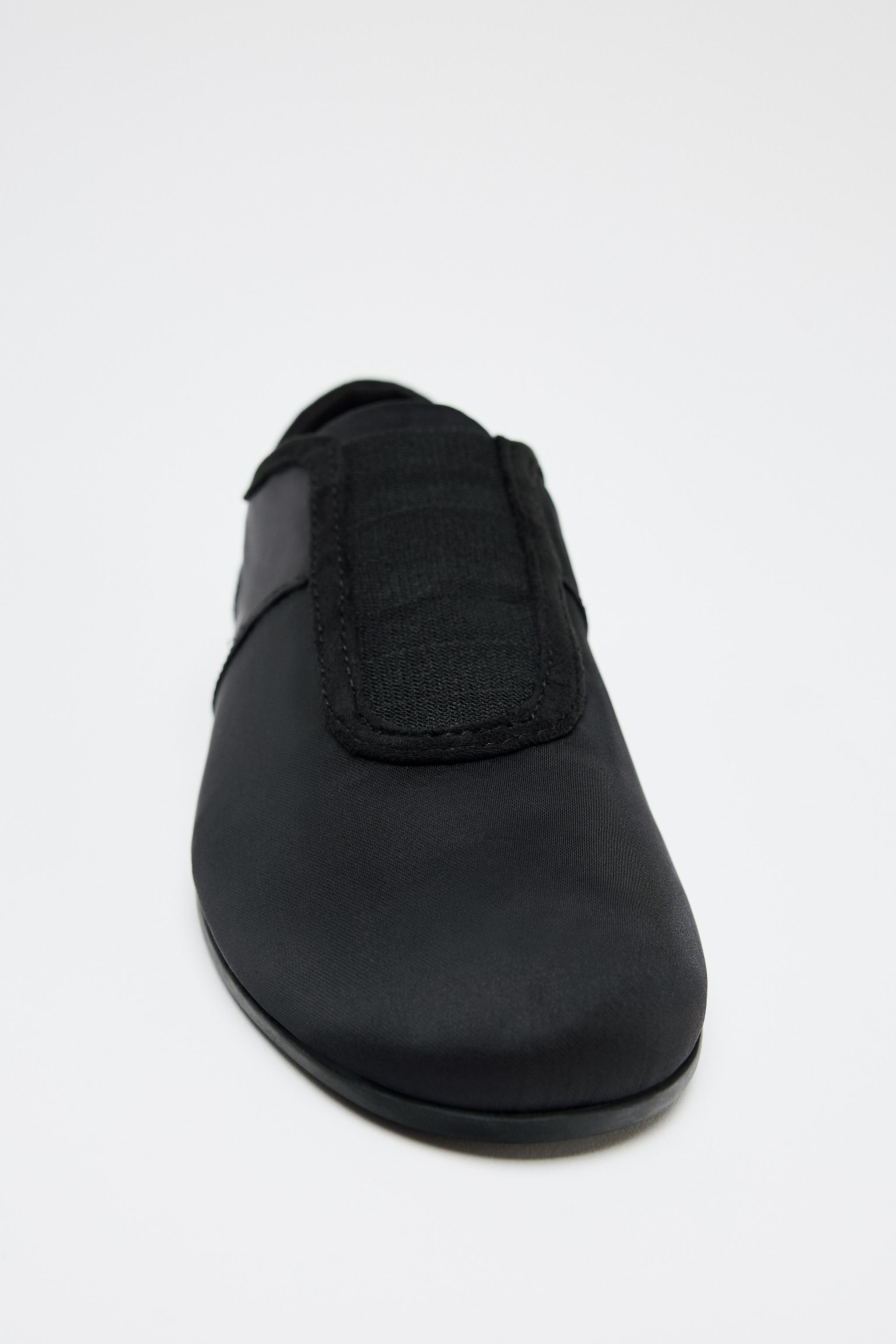 【ZARA】ストレッチ入りバレリーナシューズ 5200/510/800 サテン風ストラップ付きバレリーナシューズ - ブラック | ZARA