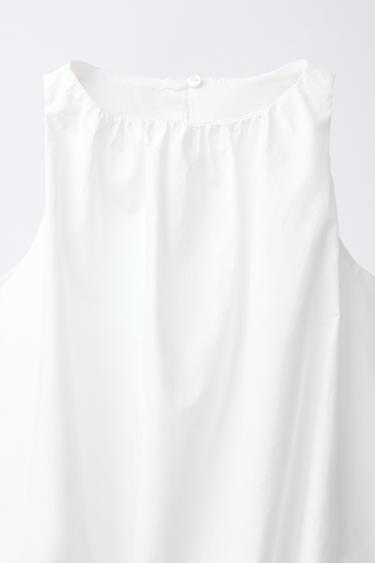 TOP BOUFFANT EN POPELINE - Blanc de Zara - Image 2
