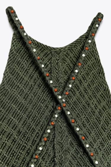 ROBE HALTER BRETELLES FANTAISIE - Kaki de Zara - Image 7