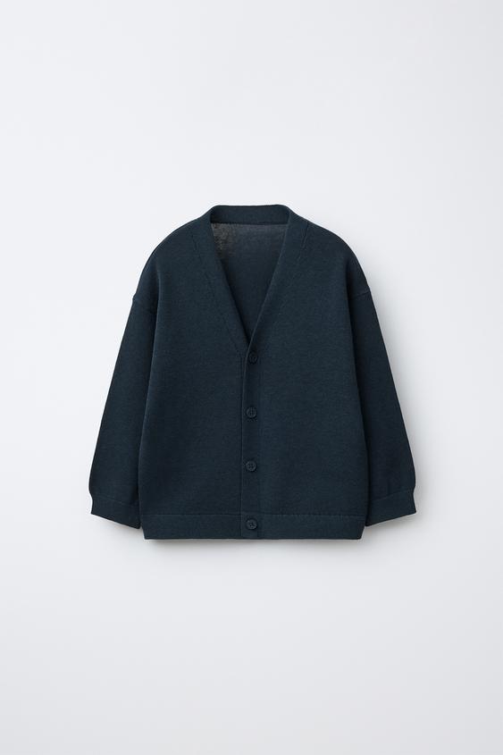 PLAIN KNIT CARDIGAN - Navy blue by Zara - Image 0