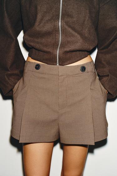 SHORT À PLIS ET BOUTONS - Kaki de Zara - Image 2