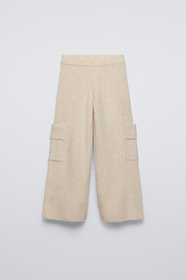 Zara SOFT TOUCH CARGO PANTS - Ecru