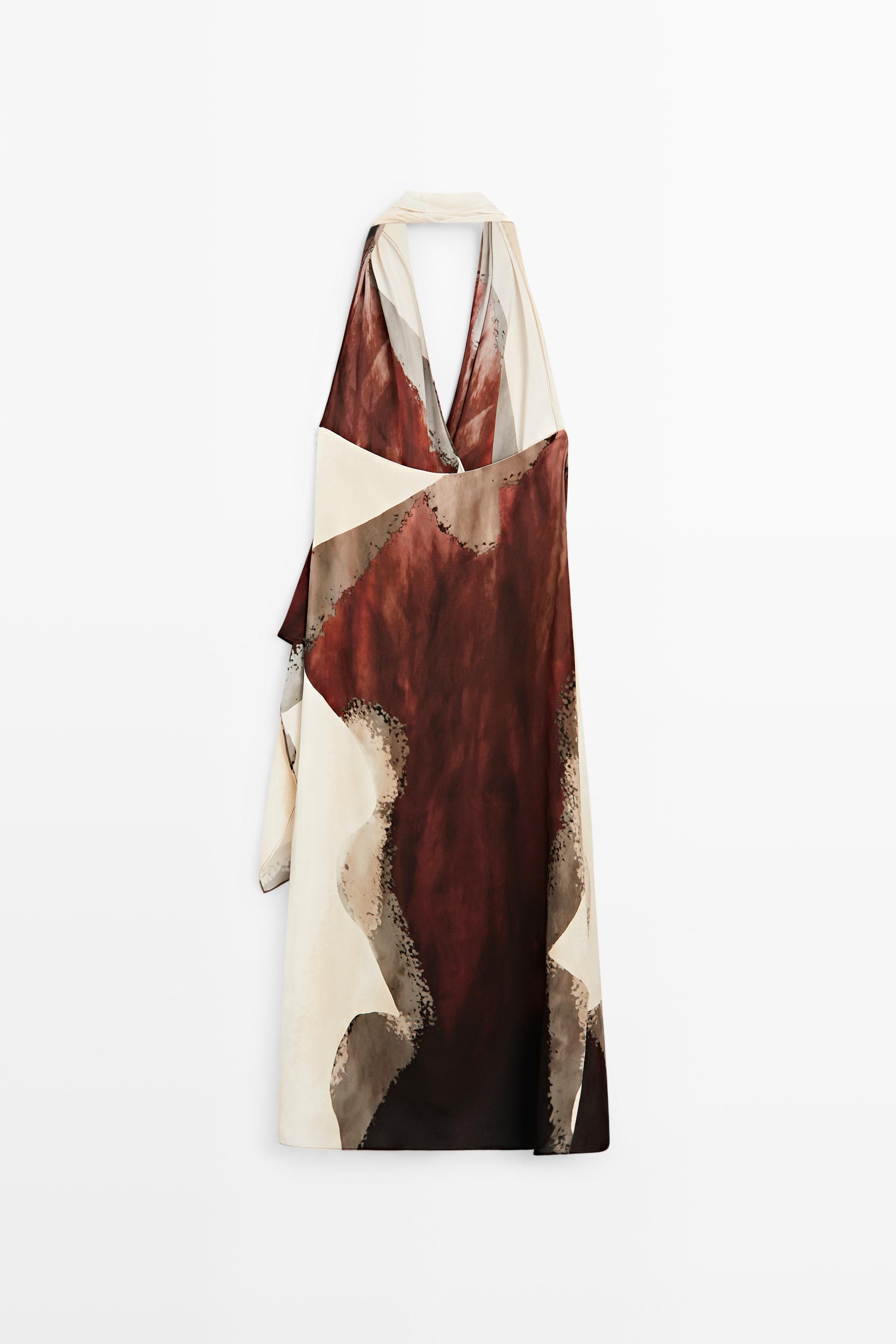 Robe longue fluide à encolure américaine