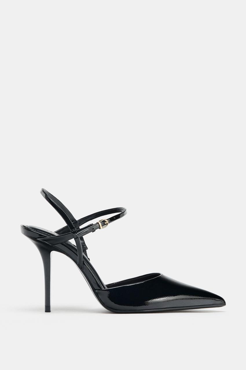 ストラップ付きスリングバックシューズ - ブラック | ZARA Japan / 日本