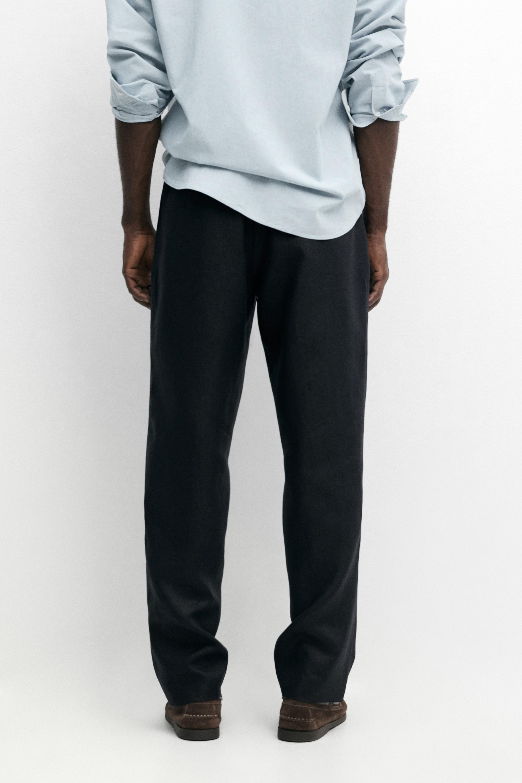 100% linen trousers with elasticated waist