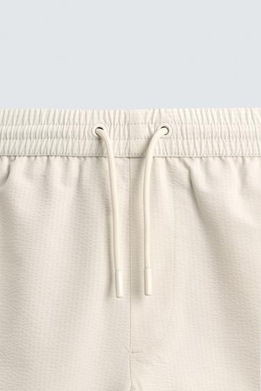 MID-LENGTH SEERSUCKER SWIMMING TRUNKS - Ecru by Zara - Image 8