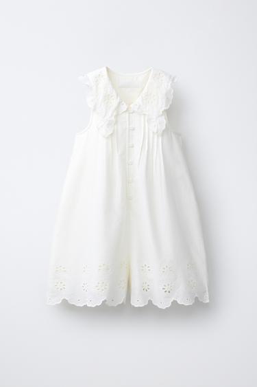 EMBROIDERED PETER PAN COLLAR SHORT JUMPSUIT - Oyster-white by Zara