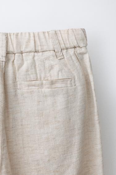 LINEN BLEND SUIT TROUSERS - Light beige by Zara - Image 3