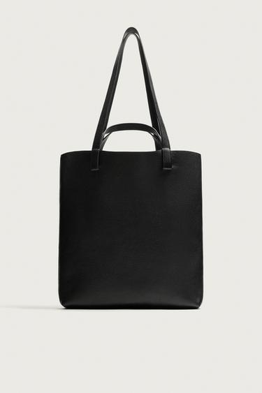 BOLSO SHOPPER PIEL - Negro de Zara