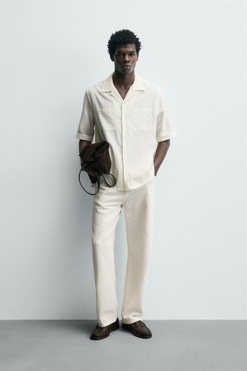 Zara - Cotton - Linen Shirt - Ecru - Xl - Man