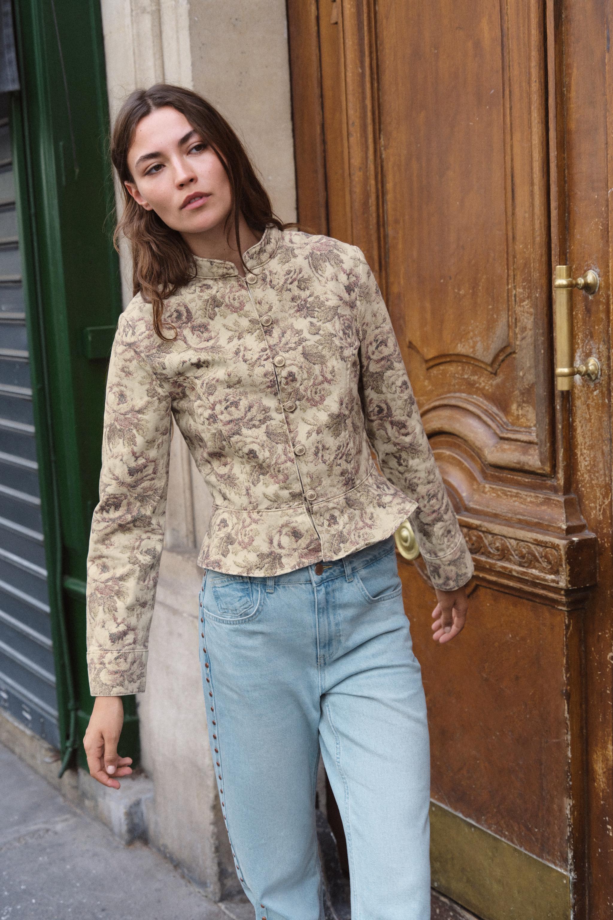 Женские куртки Zara Z1975 FLORAL PRINT DENIM JACKET — фото 2