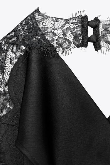 ZW COLLECTION LACE HALTER TOP - Black by Zara - Image 6