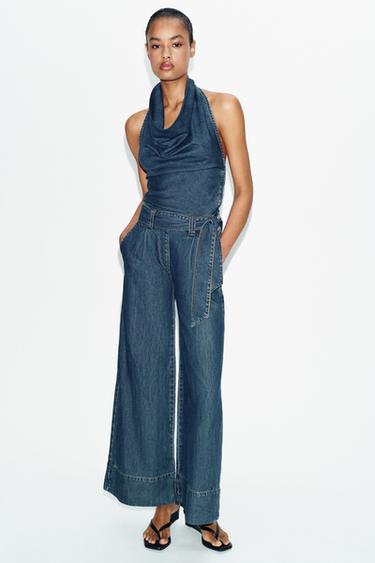 MONO Z1975 HALTER DENIM CINTURÓN - Azul de Zara