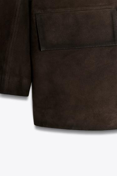 ZW COLLECTION LIMITED EDITION 100% SUEDE LEATHER BLAZER - Chocolate by Zara - Image 11
