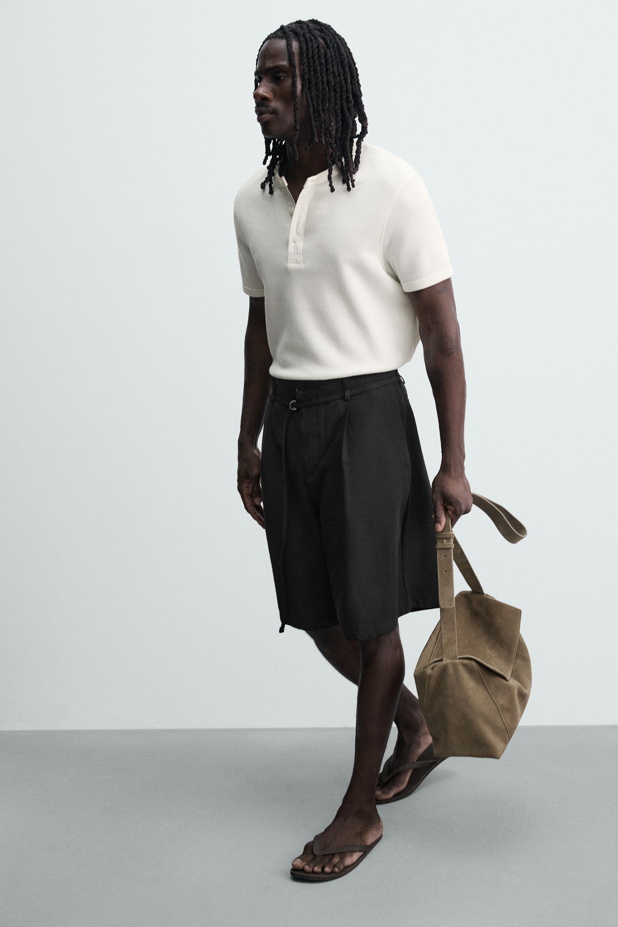 RELAXED FIT BELTED PLEATED SHORTS