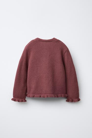 GILET EN MAILLE À VOLANTS AVEC LAINE - Rose de Zara - Image 1