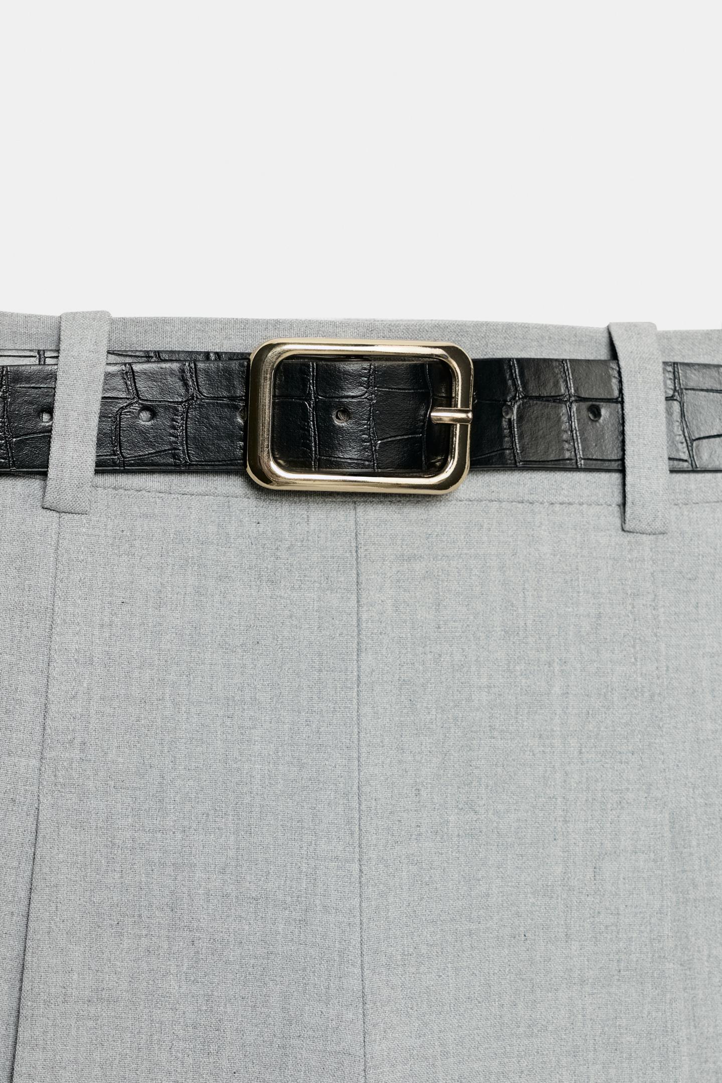 Женские шорты Zara Belted Long Bermuda, цвет: Серый — фото 9