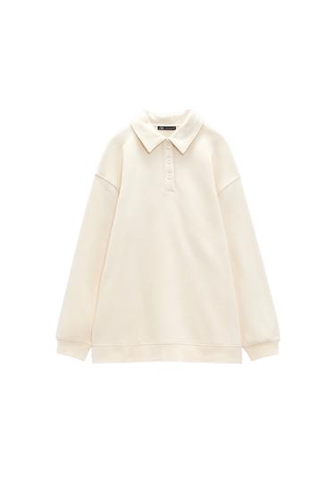 POLO COLLAR PLUSH SWEATSHIRT