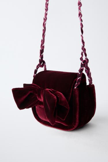 VELVET BOW CROSSBODY BAG - Burgundy Red by Zara - Image 2