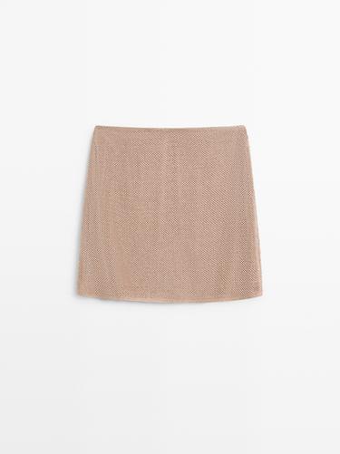 Zara Mini skirt with rhinestone detail - Red Stripe