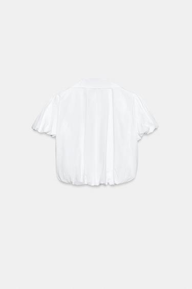 CHEMISE BALLON MANCHES COURTES - Blanc de Zara - Image 8