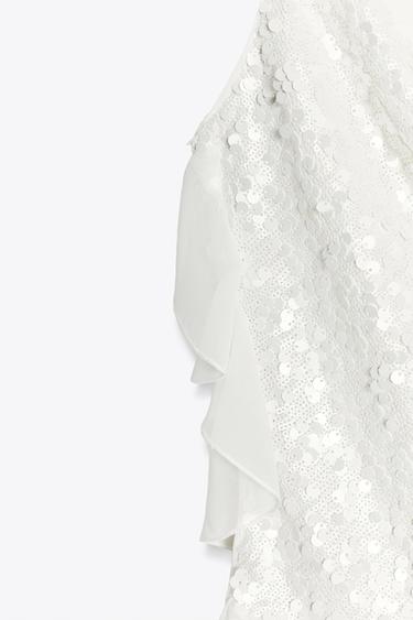 SEQUINNED RUFFLE MINI DRESS - White by Zara - Image 6