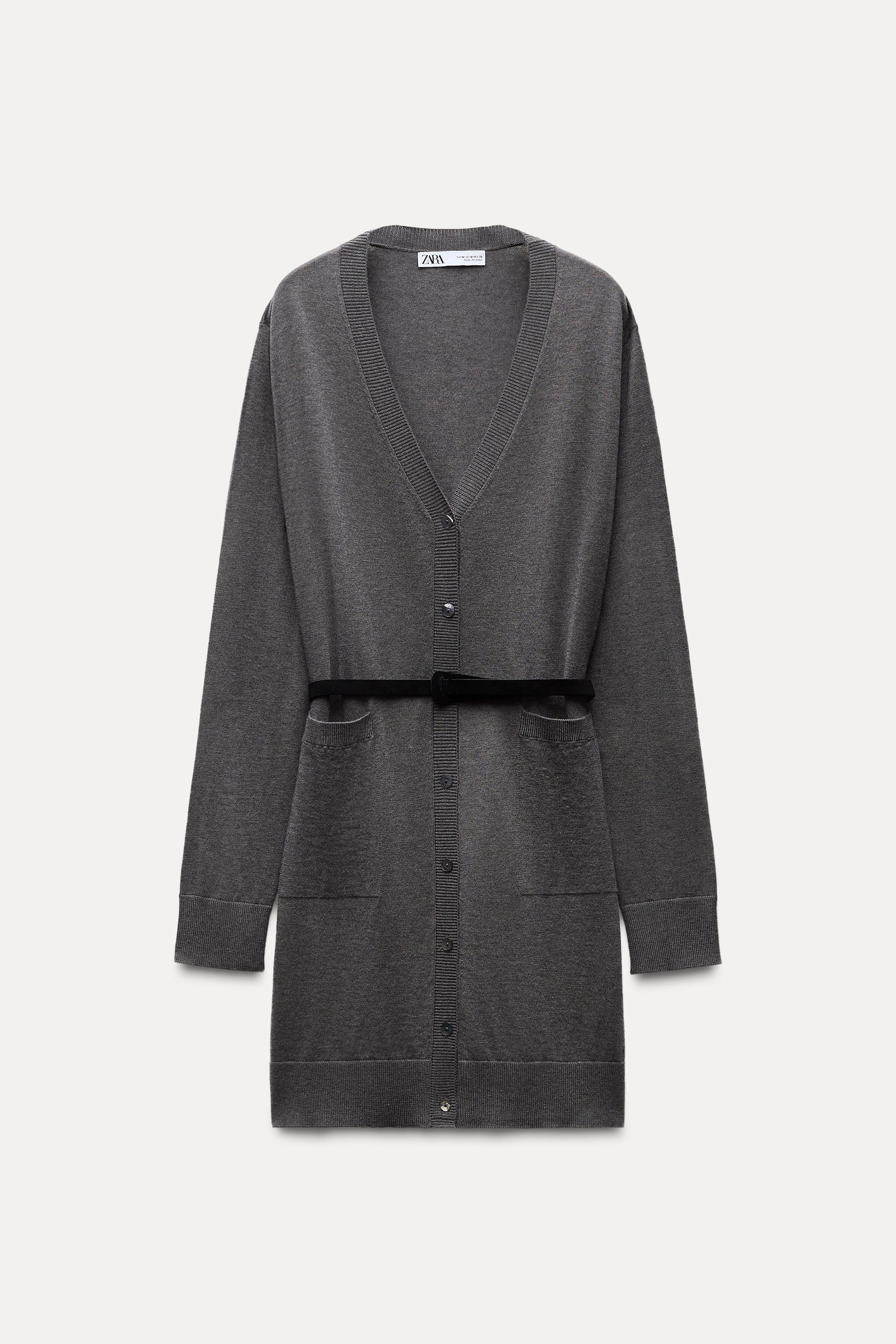 BELTED WOOL BLEND LONG SWEATER