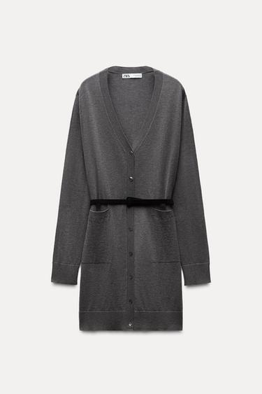 LONG BELTED WOOL JACKET - Grey by Zara