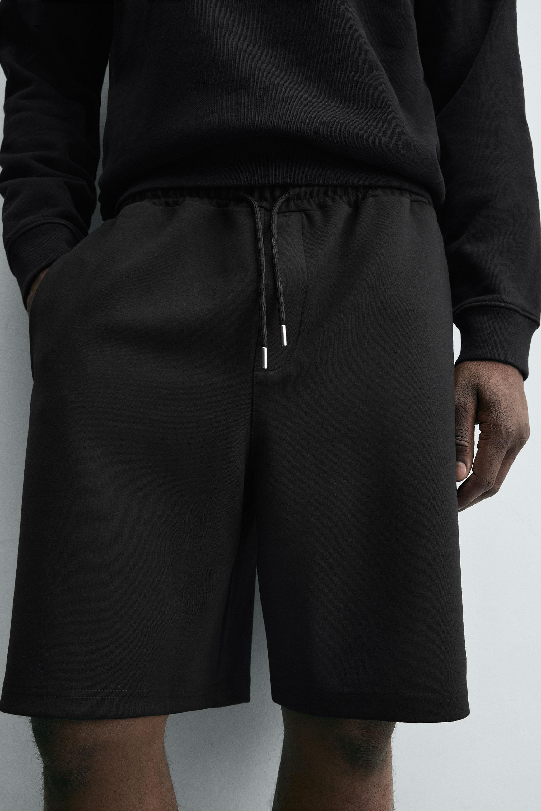 インターロックラベルバミューダパンツ - ブラック | ZARA Japan