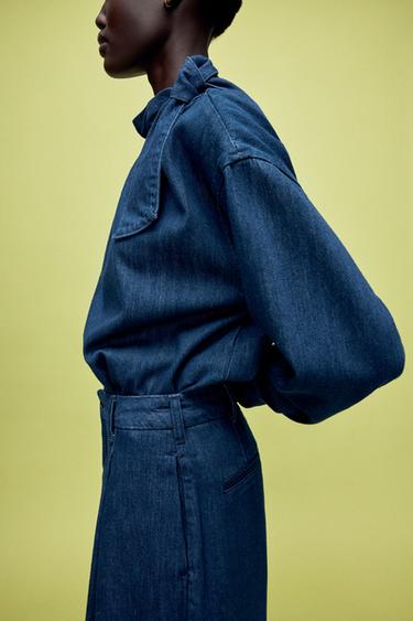 Z1975 TIE DETAIL DENIM SHIRT - Blue by Zara