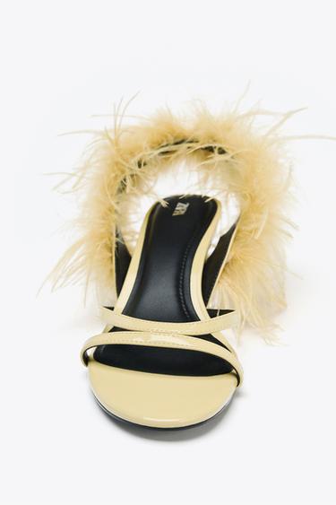 METALLIC FEATHER HIGH-HEEL SANDALS - Yellow by Zara - Image 7
