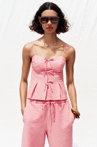 TOP LACETS RAYURES - Rose de Zara - Image 3