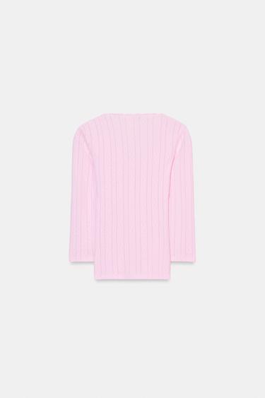 POINTELLE T-SHIRT - Pink by Zara - Image 2