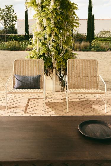 WOVEN METAL FRAME OUTDOOR CHAIR - brown/white by Zara