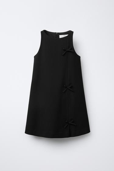 Zara BOW PINAFORE DRESS - Black