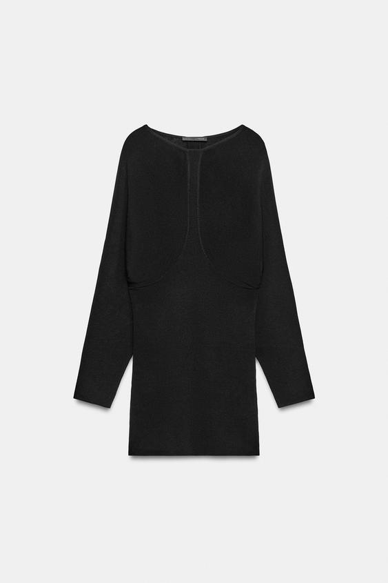 VESTIDO CORTO PUNTO COSTURAS - Negro de Zara - Imagen 0