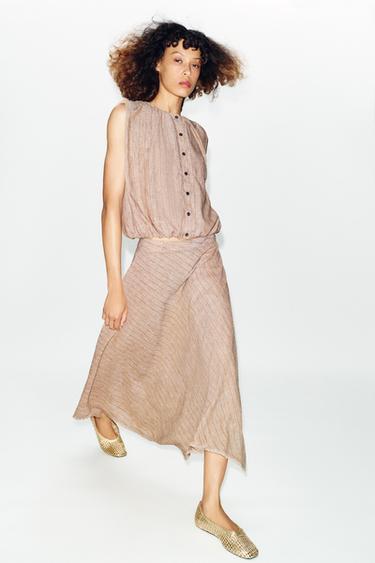 METALLIC BRAIDED EFFECT BALLET FLATS - Gold by Zara