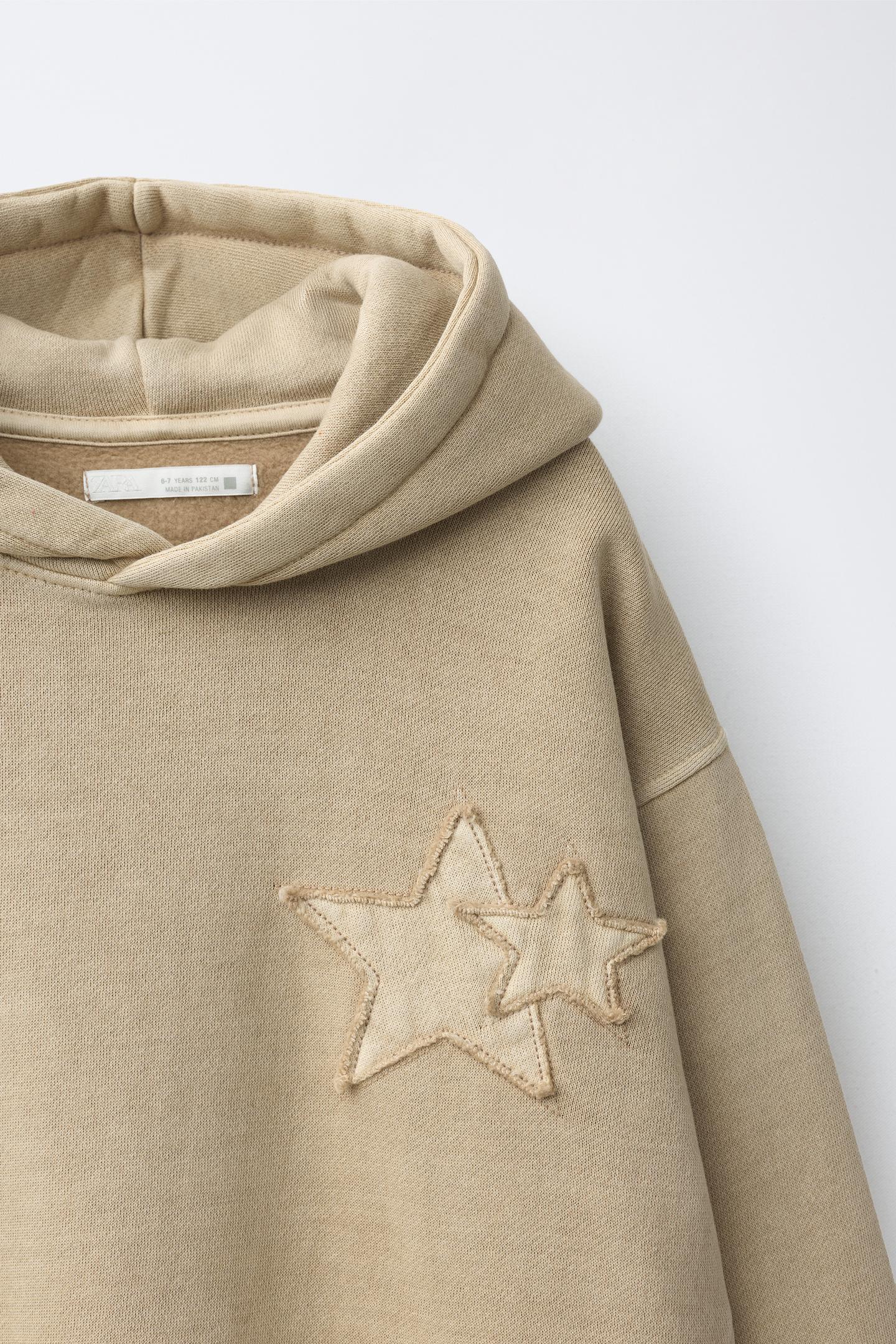 Детское худи Zara Star Patch, цвет: Светлый бежевый — фото 3