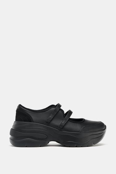 CHUNKY STRAPPY BALLERINAS - Black by Zara
