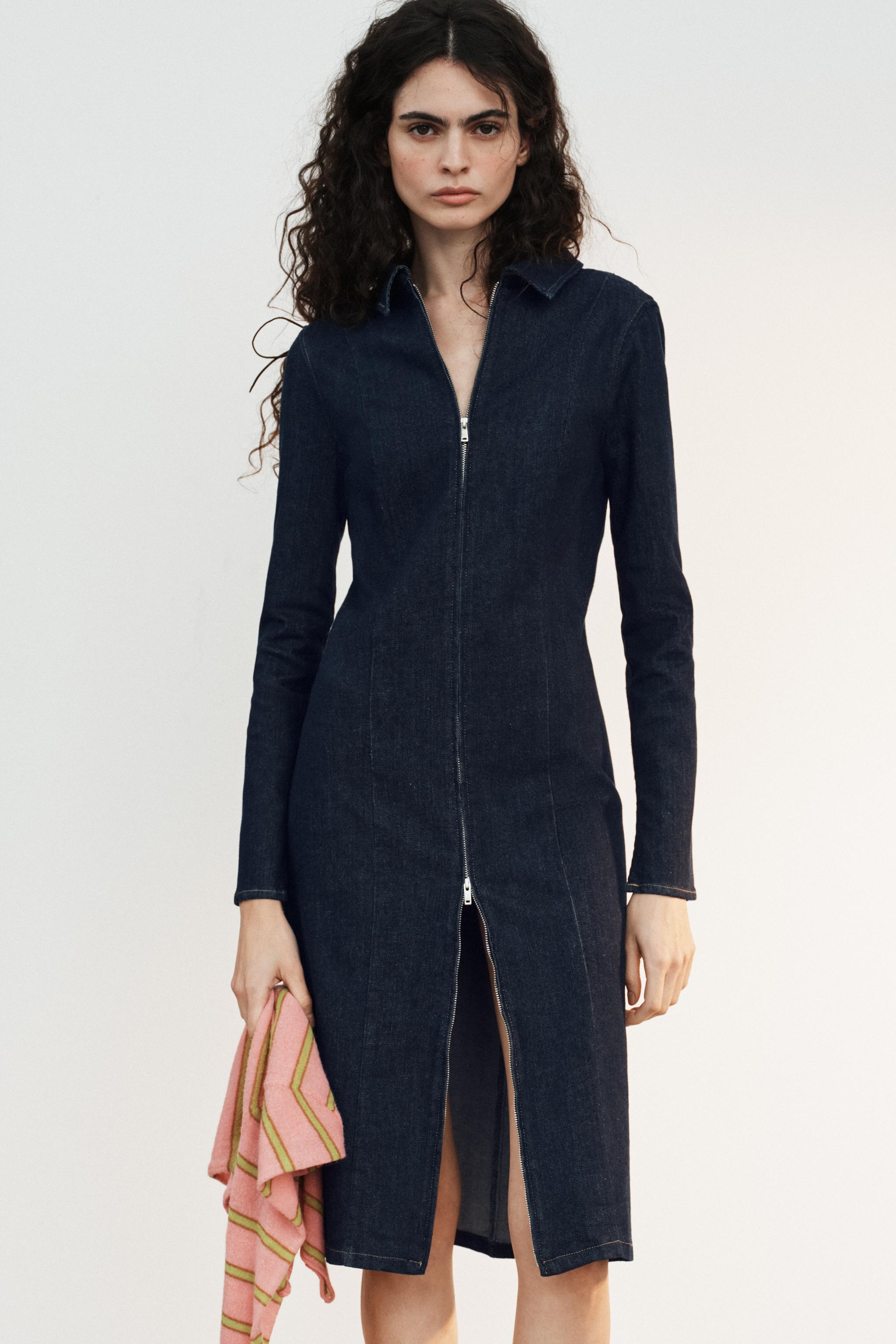 TRF ZIP-UP DENIM DRESS