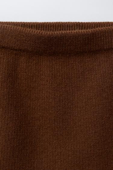 JUPE EN MAILLE AVEC LACETS - Marron de Zara - Image 2