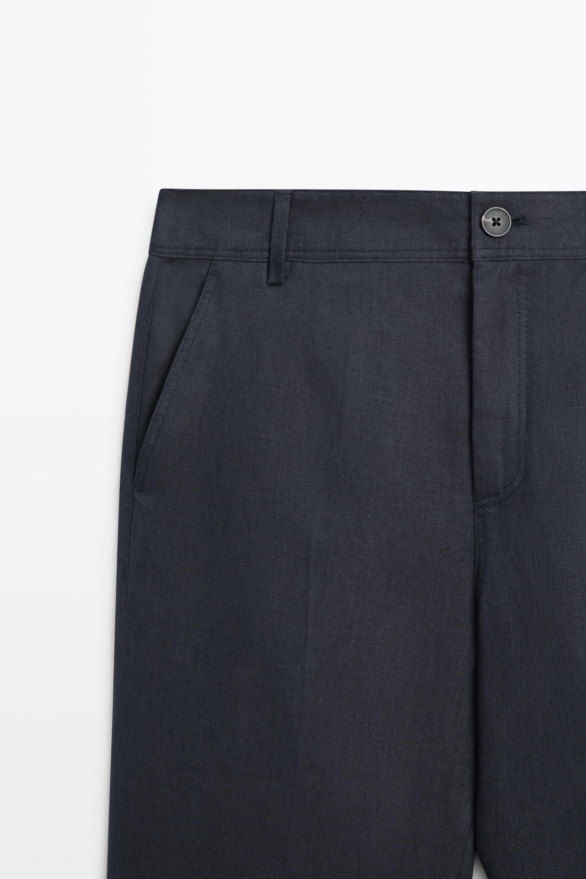Kick flare cropped linen trousers