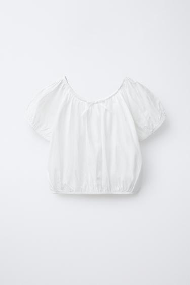 CAMISETA MANGAS GLOBO - Blanco de Zara - Imagen 0
