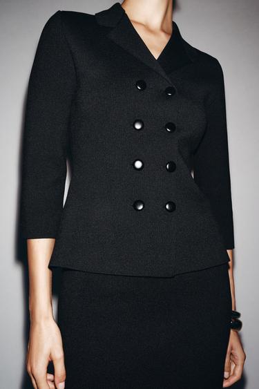 DOUBLE-BREASTED KNIT JACKET - Black by Zara - Image 2