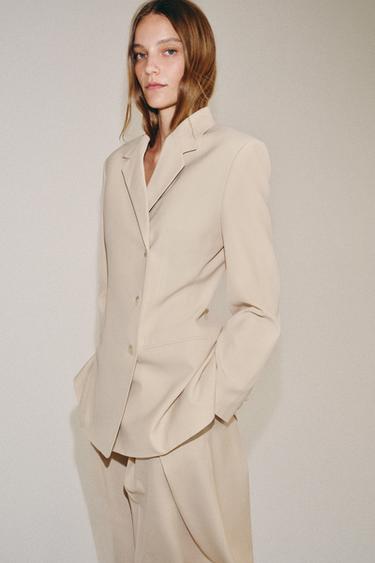 ZW COLLECTION LIMITED EDITION ЖҮН ҚОСПАСЫНАН ТІГІЛГЕН ТІК БЛЕЙЗЕР - Сарғыш Zara компаниясынан