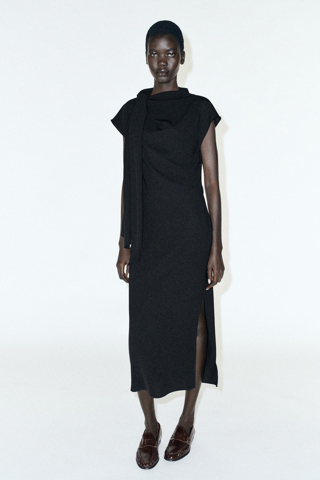 MIDI DRESS WITH SCARF PRINT