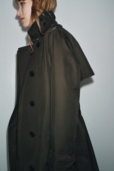 TRENCH CROISÉ DÉPERLANT ZW COLLECTION - Kaki foncé de Zara - Image 3