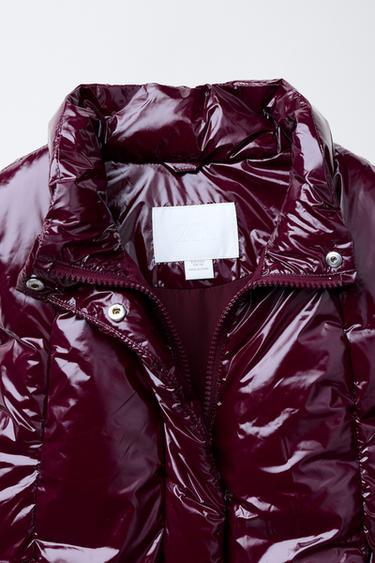 SHINY PUFFER GILET - Burgundy by Zara - Image 3