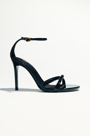 Zara HIGH HEELED BUCKLE SANDALS - Black