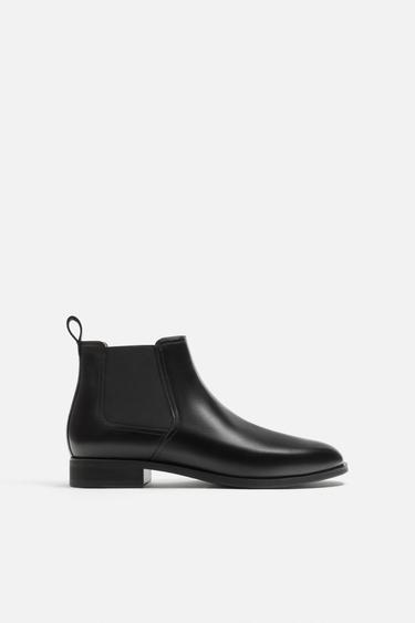Zara LEATHER CHELSEA BOOTS - Black